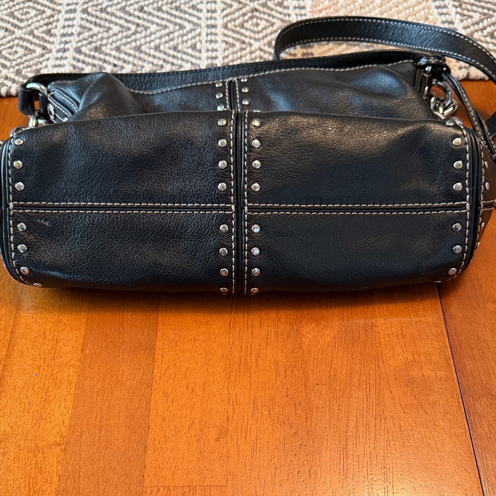 Michael Kors Black Leather Studded Shoulder Bag - Picture 6 of 10